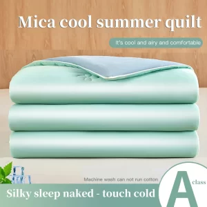 New Ice Silk Fiber Quilt, Summer Bare Sleeping Color blocked Thin Quilt, Cool Air Conditioning Summer Quilt, Machine Washable